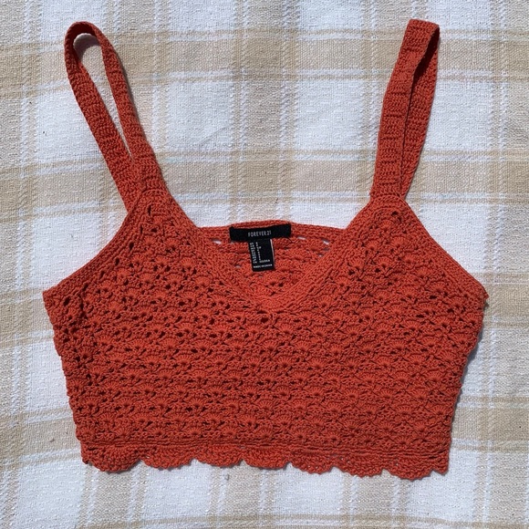 Forever 21 Tops - Forever 21 Crochet Knit Cropped Tank
